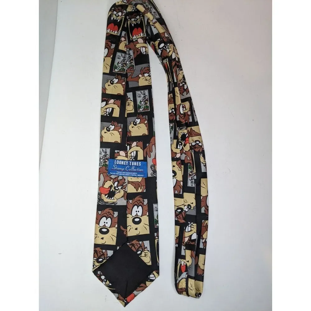 Vintage‎ 1997 Looney Tunes Stamp Collection Neck Tie Taz And Buggs Bunny
